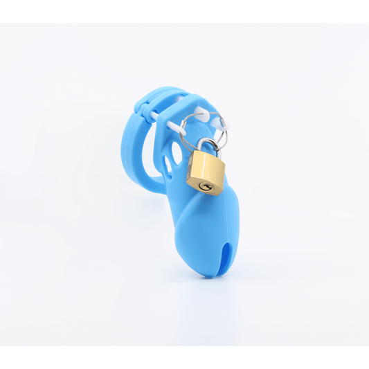 Love In Leather - Silicone Cock Cage | Long Blue