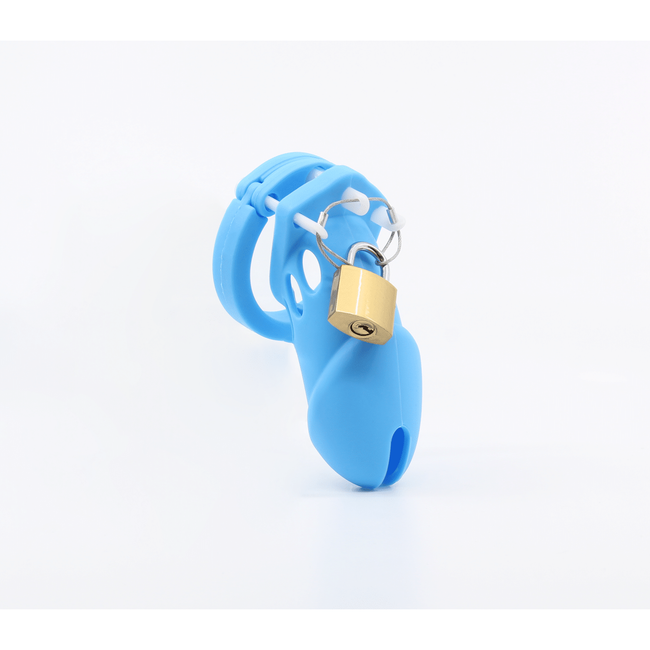 Love In Leather - Silicone Cock Cage | Long Blue