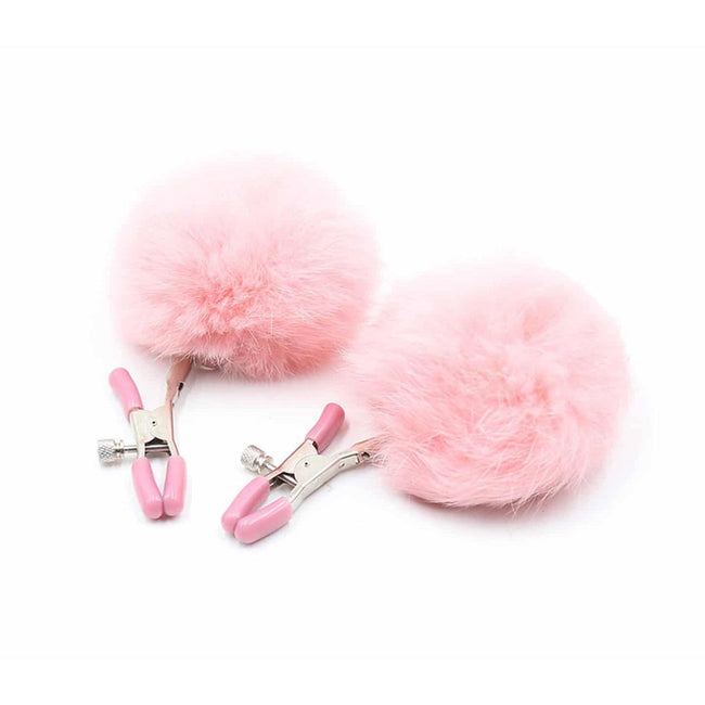 Love In Leather - Pink Pom Pom Nipple Clamps | Alligator Clip