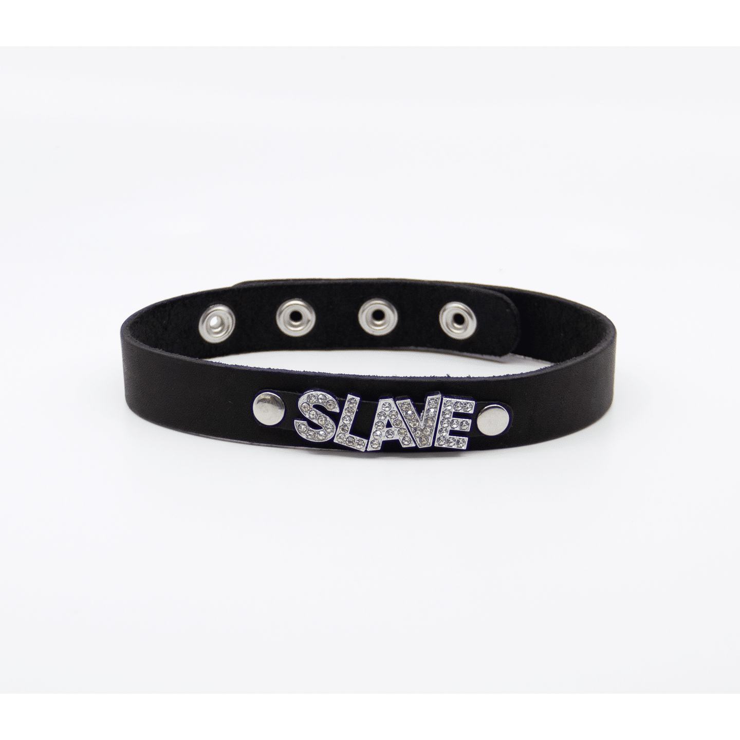 Love In Leather - Diamante Word Leather Collar | Slave