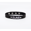 Love In Leather - Diamante Word Leather Collar | Slave