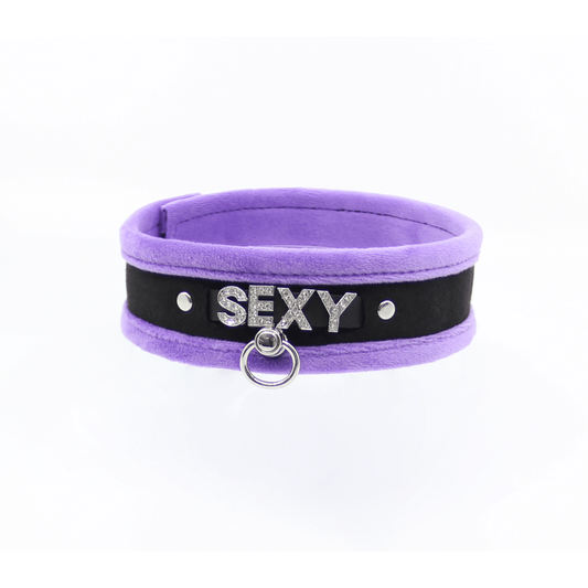 Love In Leather - Diamante Sexy Collar | Purple