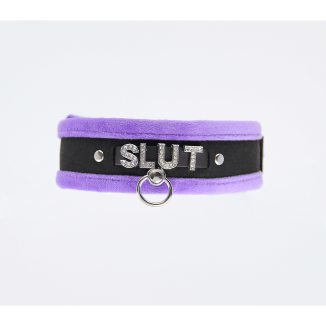 Love In Leather - Diamante Slut Collar | Purple