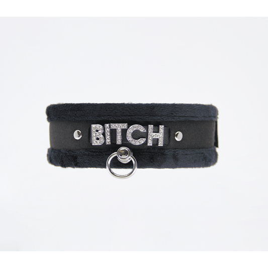 Love In Leather - Diamante Bitch Collar | Black