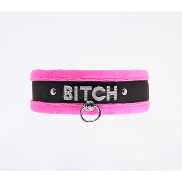 Love In Leather - Diamante Bitch Collar | Pink