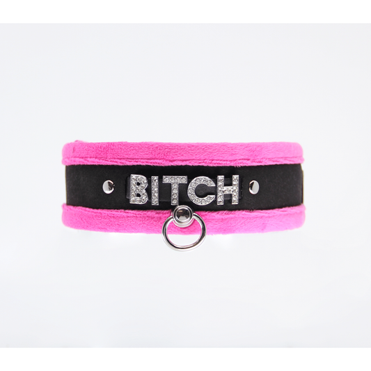 Love In Leather - Diamante Bitch Collar | Pink