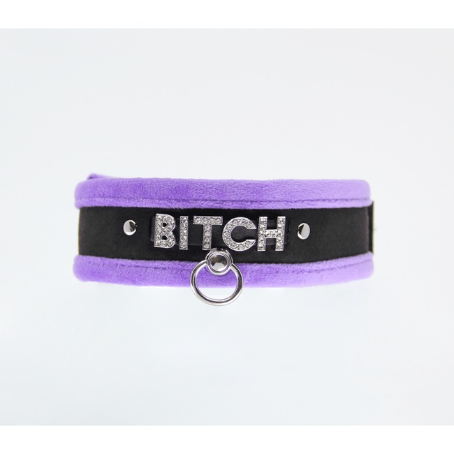 Love In Leather - Diamante Bitch Collar | Purple