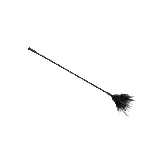Love In Leather - Crop With Genuine Feather Plume | Black