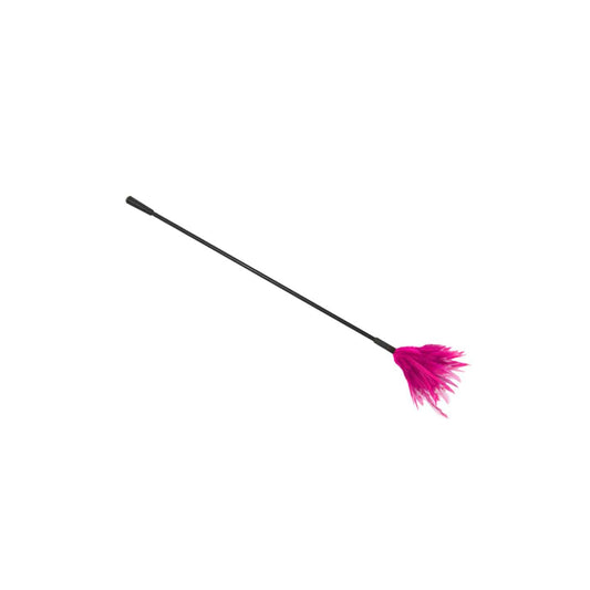 Love In Leather - Crop With Genuine Feather Plume | Pink