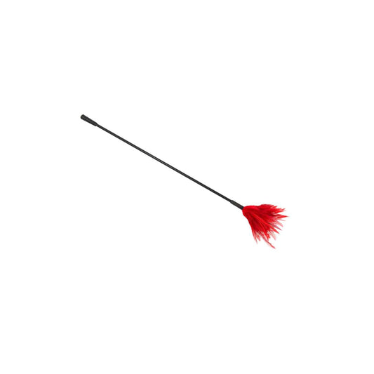 Love In Leather - Crop With Genuine Feather Plume | Red