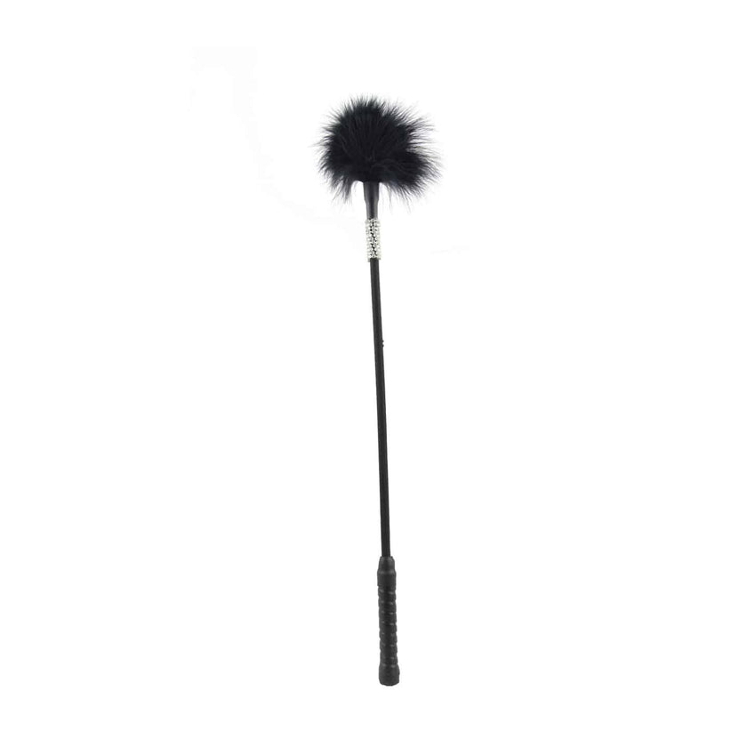 Love In Leather - Black Marabou Feather Tickler With Diamante Wrap | Black