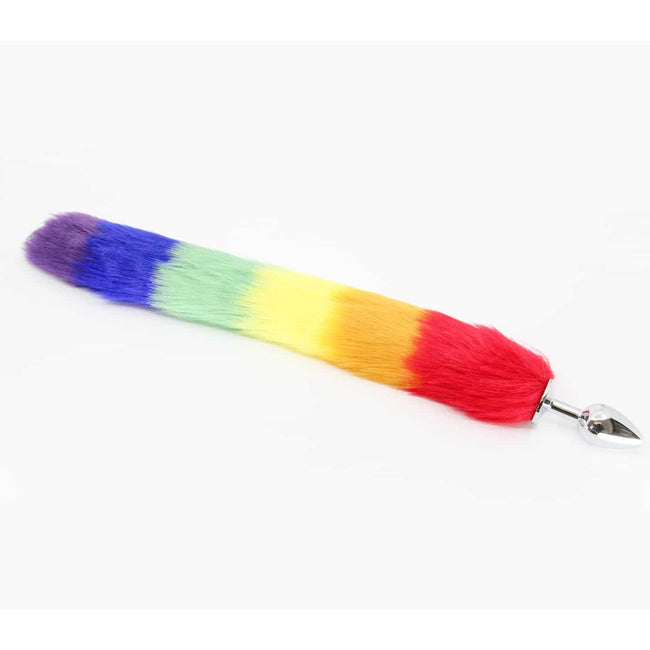 Love In Leather - Foxtail Butt Plug | Medium Rainbow