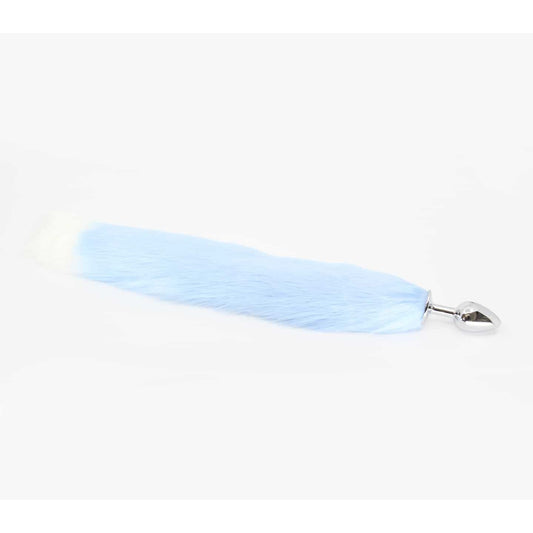 Love In Leather - Foxtail Butt Plug | Small Baby Blue