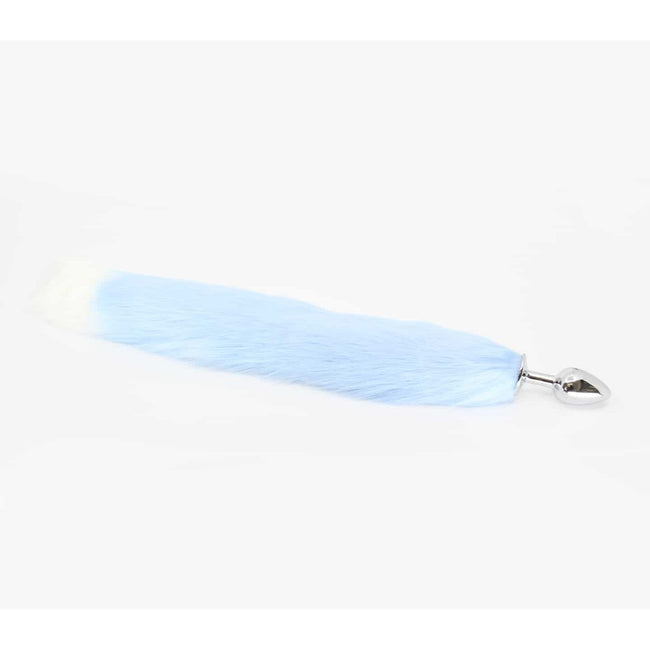 Love In Leather - Foxtail Butt Plug | Small Baby Blue