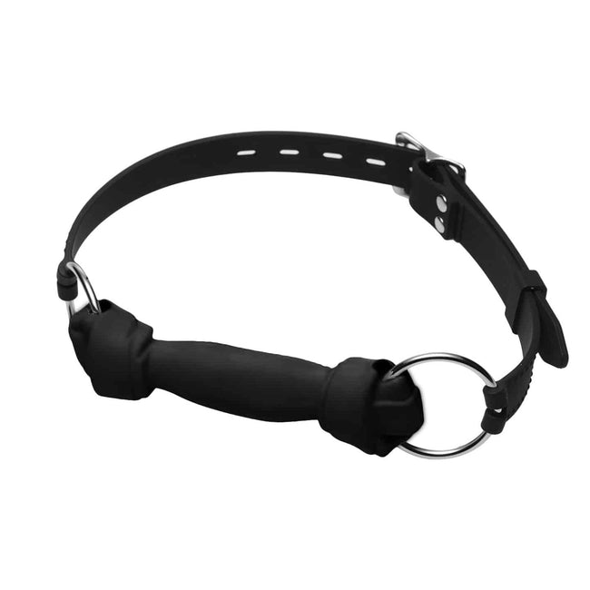 Love In Leather - Silicone Dog Chew Gag | Black With Chrome Hardware