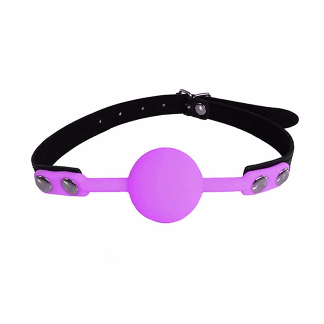 Love In Leather - Faux Leather Gag With Silicone Ball | Purple
