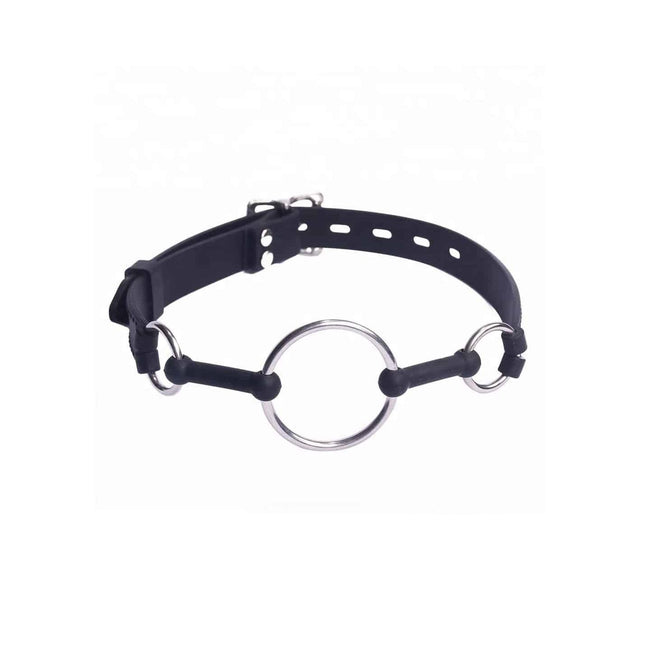Love In Leather - Silicone Gag With Metal O-Ring | Black