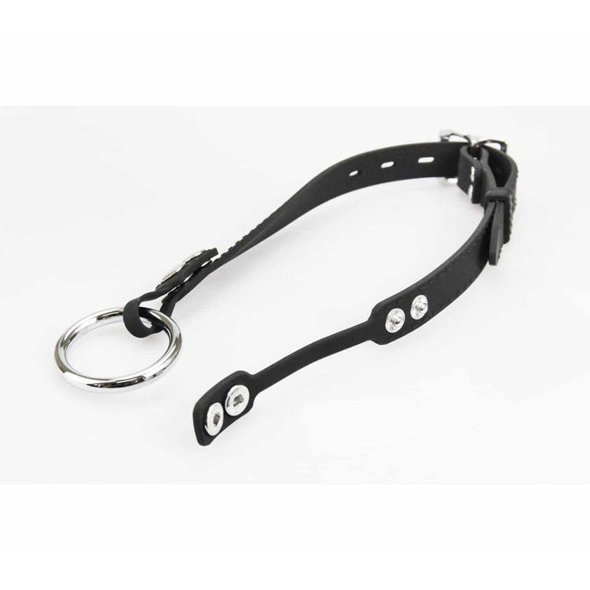Love In Leather - Silicone Gag With Interchangeable Metal O-Ring | Black