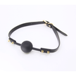 Love In Leather - Black Faux Leather Ball Gag With Silicone Ball | Gold Hardware