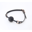 Love In Leather - Black Faux Leather Gag With Breathable Silicone Ball | Rose Gold Hardware