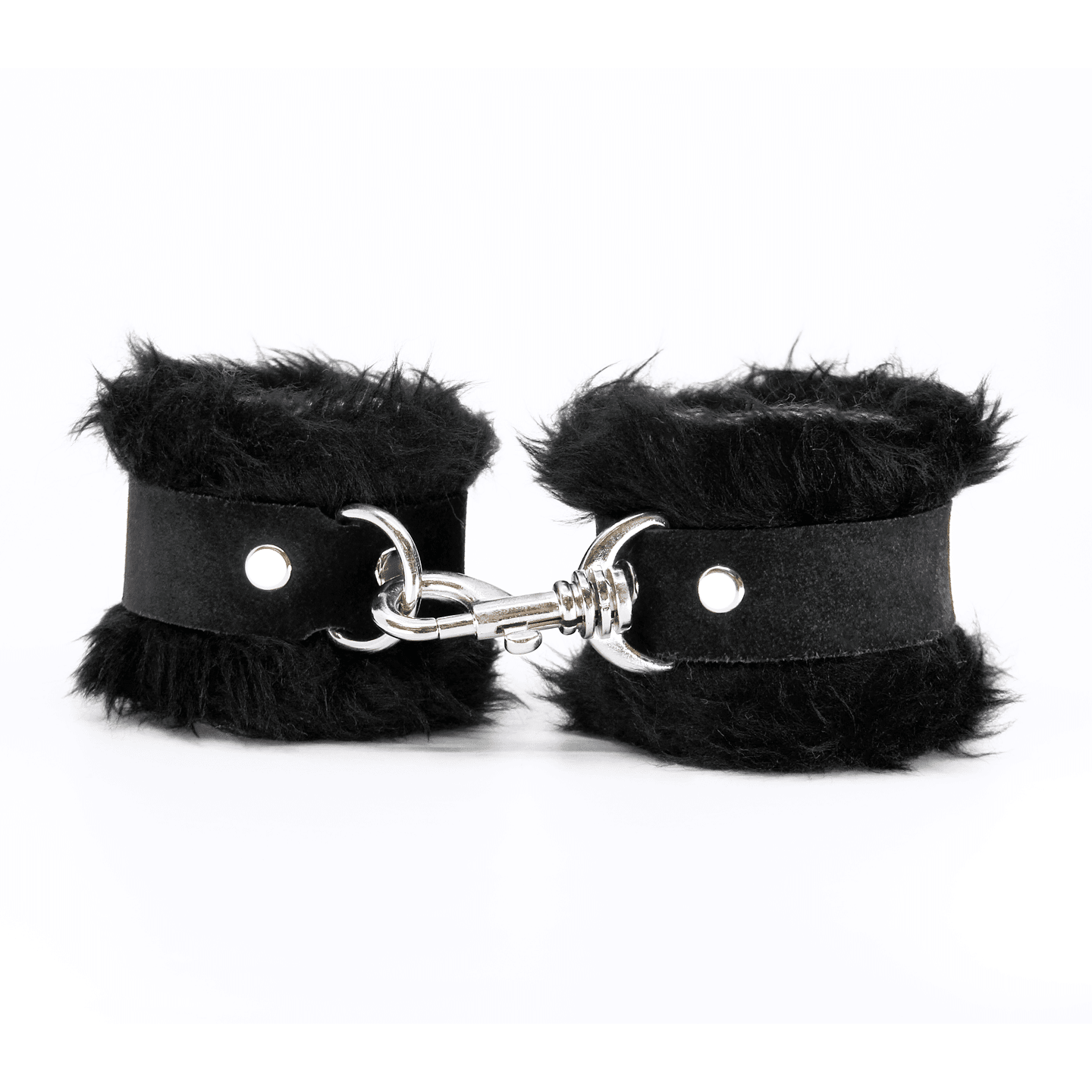 Love In Leather - Black Fluffy Cuffs w/ Suede Leather | Australian Made