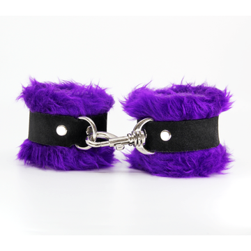 Love In Leather - Purple Fluffy Cuffs w/ Suede Leather | Australian Made