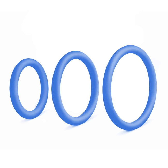 Love In Leather - Silicone Cock Ring 3PK | Blue