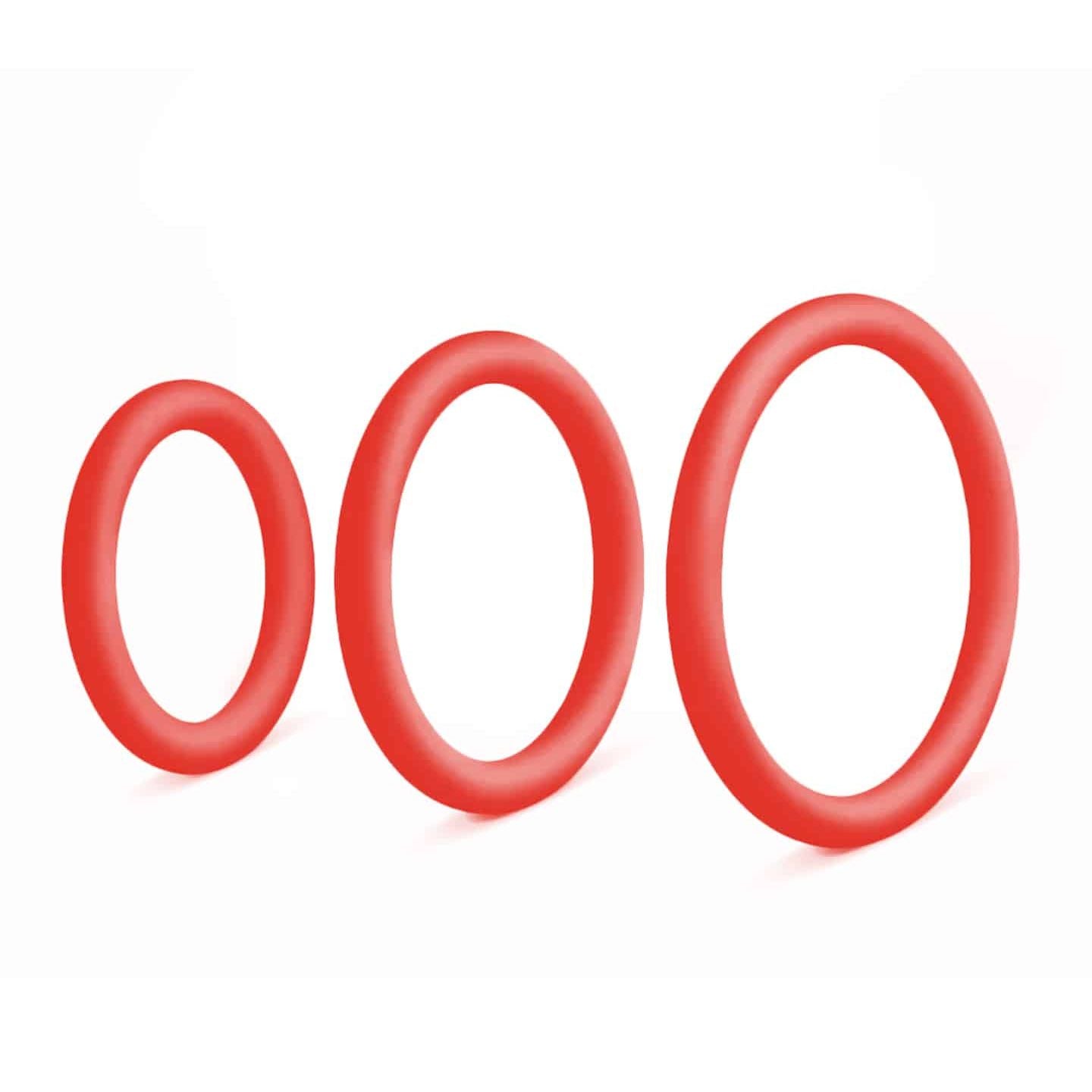 Love In Leather - Silicone Cock Ring 3PK | Red