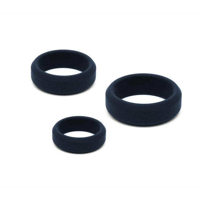 Love In Leather - Silicone Fat Boy Cock Ring 3PK | Black
