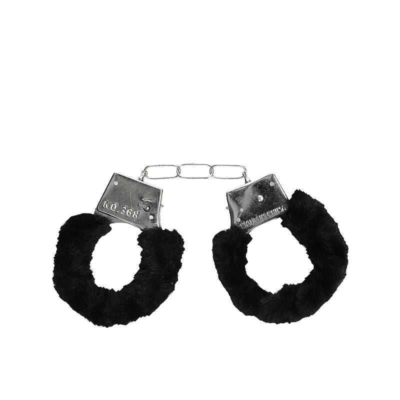 Ouch! - Black & White Range - Furry Cuffs w/ Quick Release Button