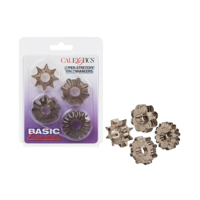 CalExotics - Basic Essentials 4 Pack Super Stretchy TPR Enhancers | Assorted Colours