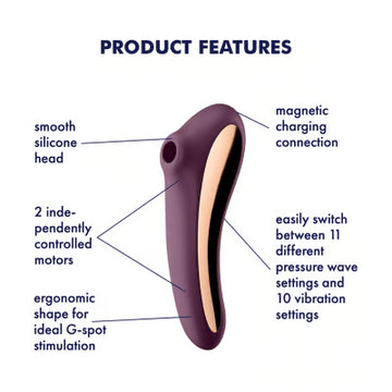 Satisfyer – Dual Kiss Wine Red | Double-Sided Air-Pulse Vibrator