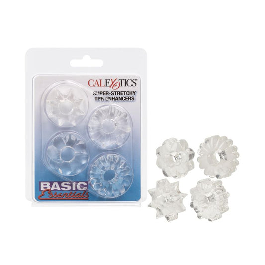 CalExotics - Basic Essentials 4 Pack Super Stretchy TPR Enhancers | Assorted Colours