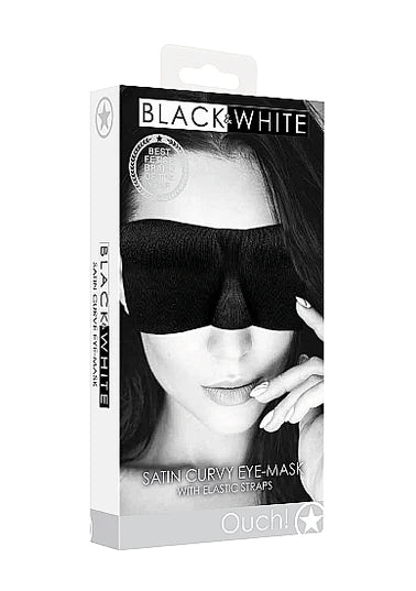 Ouch! - Black & White Range - Satin Curvy Eye-mask | Black