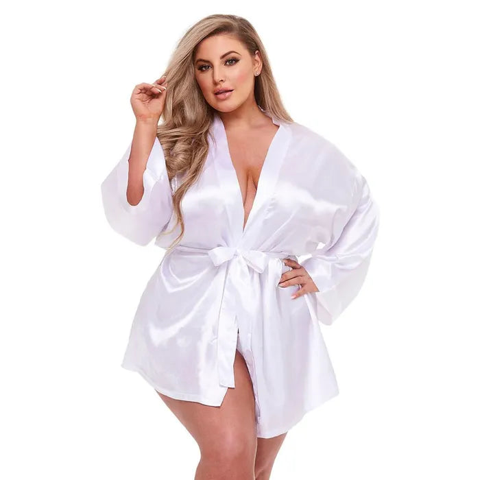 Baci - White Satin Robe | XS-3XL