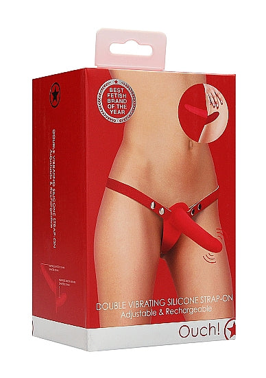 Ouch! - Double Vibrating Silicone Strap On | Adjustable
