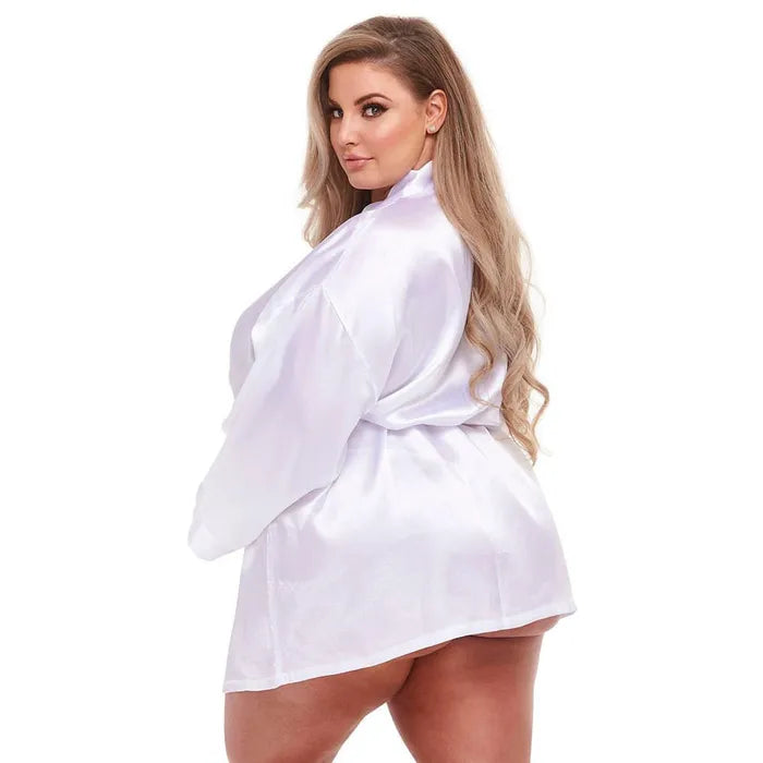 Baci - White Satin Robe | XS-3XL