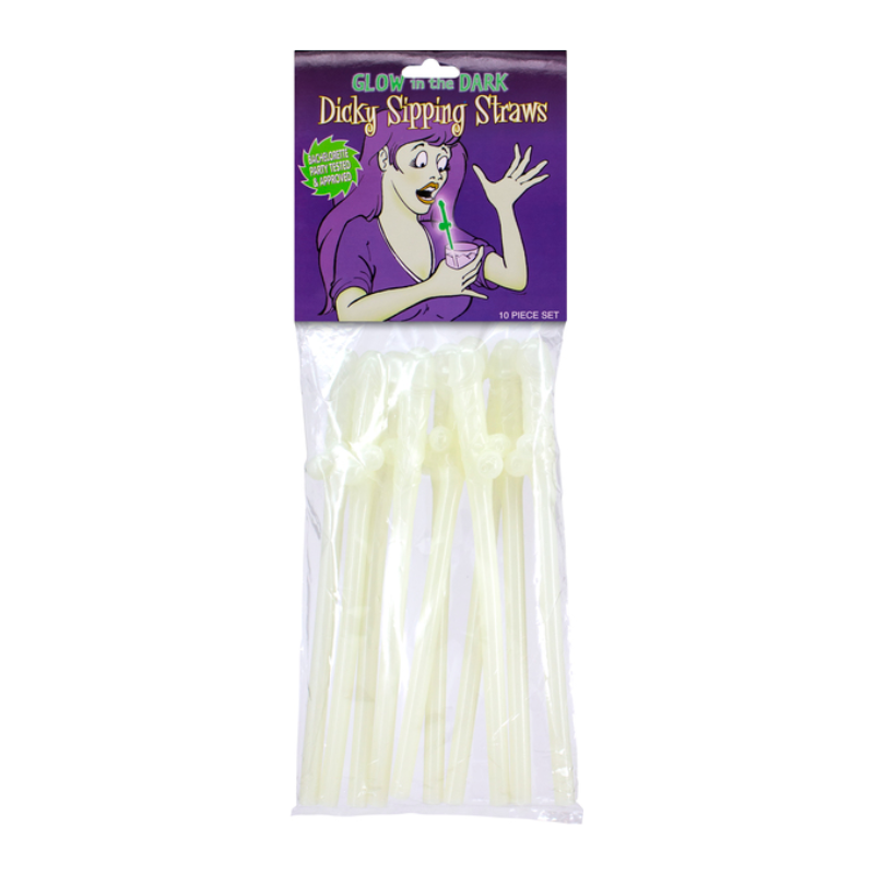 Excellent Power - Dicky Sipping Straws 10 Pack | Glow-In-The-Dark
