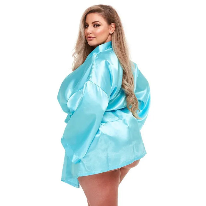 Baci - Baby Blue Satin Robe | XS-3XL