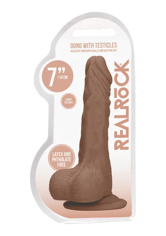 Real Rock - 7" Dong With Testicles | Tan