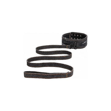 Ouch! - Denim Collar with Leather Leash | Assorted Colours
