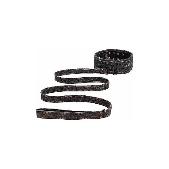 Ouch! - Denim Collar with Leather Leash | Assorted Colours