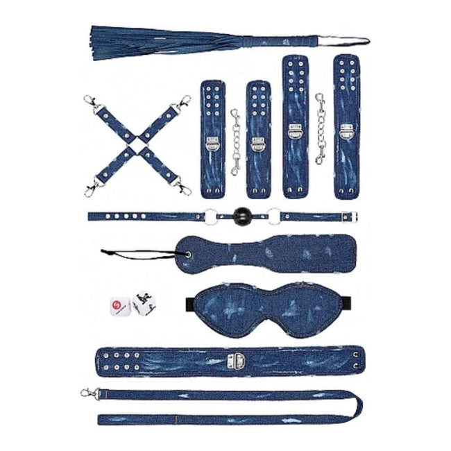 LIMITED EDITION! Ouch! - Denim Bondage Kit | 10 Piece Set