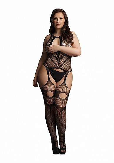 Le Désir - High Neck Key-hole Suspender Body-stocking | Queen Size