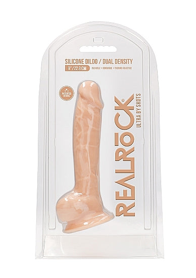 Real Rock - Silicone Dildo Dual Density | 9" Flesh With Balls