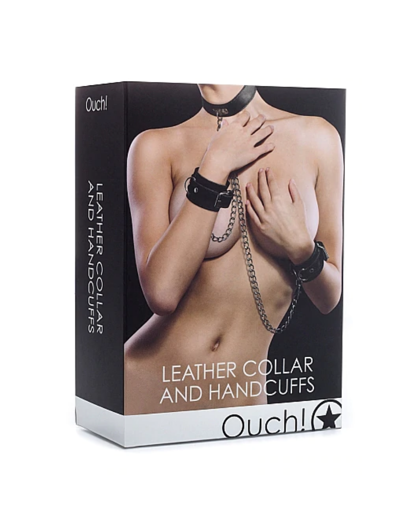 Ouch! - Leather Collar And Hand Cuffs | Assorted Colours